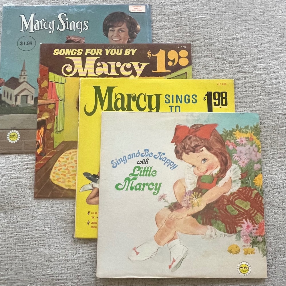4 Vintage Little Marcy Vinyl Records LP Christian Children's Sing Be Happy 33.3
